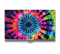 VFMKT Slim Metal Business Card Holder Portable Business Card Case Pocket Name Card Holder Exotic Tribe Tie Dye Style Wallet for Men Women Office Travel, style, One Size