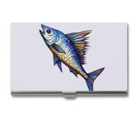 VFMKT Slim Metal Business Card Holder Portable Business Card Case Pocket Name Card Holder Fish Art Wallet for Men Women Office Travel, style, One Size