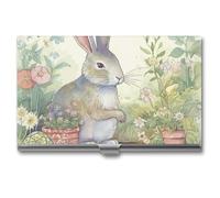 VFMKT Slim Metal Business Card Holder Portable Business Card Case Pocket Name Card Holder Garden Bunny Wallet for Men Women Office Travel