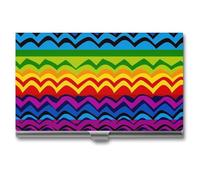 VFMKT Slim Metal Business Card Holder Portable Business Card Case Pocket Name Card Holder Gay Pride Rainbow Pattern Wallet for Men Women Office Travel, style, One Size