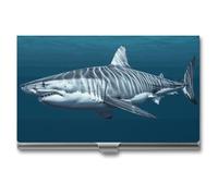 VFMKT Slim Metal Business Card Holder Portable Business Card Case Pocket Name Card Holder Great White Shark Wallet for Men Women Office Travel, style, One Size