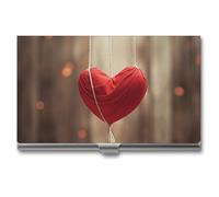 VFMKT Slim Metal Business Card Holder Portable Business Card Case Pocket Name Card Holder Heart Shape on Rope Wallet for Men Women Office Travel