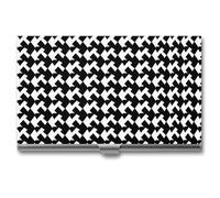 VFMKT Slim Metal Business Card Holder Portable Business Card Case Pocket Name Card Holder Houndstooth Black Wallet for Men Women Office Travel, style, One Size