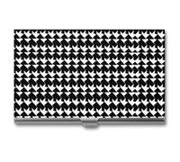 VFMKT Slim Metal Business Card Holder Portable Business Card Case Pocket Name Card Holder Houndstooth Black Wallet for Men Women Office Travel, style, One Size
