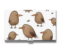 VFMKT Slim Metal Business Card Holder Portable Business Card Case Pocket Name Card Holder Kiwi Birds Cute Wallet for Men Women Office Travel, style, One Size