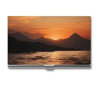 VFMKT Slim Metal Business Card Holder Portable Business Card Case Pocket Name Card Holder Mountain And Water At Sunset Wallet for Men Women Office Travel