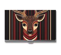 VFMKT Slim Metal Business Card Holder Portable Business Card Case Pocket Name Card Holder Red And Brown Reindeer Wallet for Men Women Office Travel