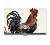 VFMKT Slim Metal Business Card Holder Portable Business Card Case Pocket Name Card Holder Rooster Wallet for Men Women Office Travel