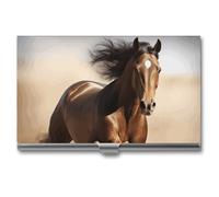 VFMKT Slim Metal Business Card Holder Portable Business Card Case Pocket Name Card Holder Running Horse Wallet for Men Women Office Travel, style, One Size