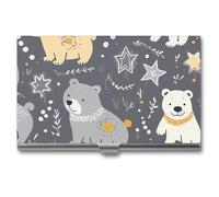 VFMKT Slim Metal Business Card Holder Portable Business Card Case Pocket Name Card Holder Star Bear Wallet for Men Women Office Travel