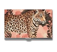 VFMKT Slim Metal Business Card Holder Portable Business Card Case Pocket Name Card Holder Striped Leopard Wallet for Men Women Office Travel, style, One Size