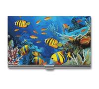 VFMKT Slim Metal Business Card Holder Portable Business Card Case Pocket Name Card Holder The Underwater World Tropical Fish Wallet for Men Women Office Travel, style, One Size
