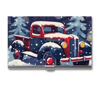 VFMKT Slim Metal Business Card Holder Portable Business Card Case Pocket Name Card Holder Truck in Snow Wallet for Men Women Office Travel