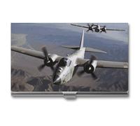 VFMKT Slim Metal Business Card Holder Portable Business Card Case Pocket Name Card Holder US Army Plane Wallet for Men Women Office Travel, style, One Size