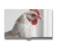 VFMKT Slim Metal Business Card Holder Portable Business Card Case Pocket Name Card Holder White Chicken Wallet for Men Women Office Travel, style, One Size