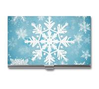 VFMKT Slim Metal Business Card Holder Portable Business Card Case Pocket Name Card Holder Winter Snowflake Wallet for Men Women Office Travel, style, One Size