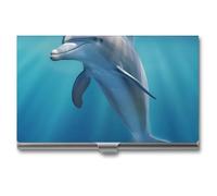 VFMKT Slim Metal Business Card Holder Portable Business Card Case Pocket Name Card Holder Winter The Dolphin Wallet for Men Women Office Travel