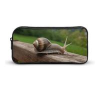 VFMKT Snail on Wooden Railing Pencil Case Cute Pen Bag Large Capacity Pencil Pouch Makeup Cosmetic Bag for Women Men
