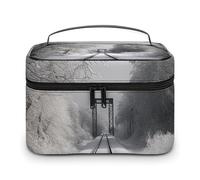 VFMKT Snowy Train Tracks Makeup Bag Portable Travel Cosmetic Bag Zipper Makeup Organizer Toiletry Bag for Women Ladies, Snowy Train Tracks, 25x18x15cm