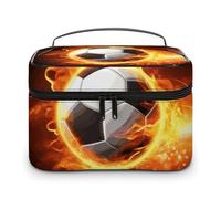 VFMKT Soccer Flame Makeup Bag Portable Travel Cosmetic Bag Zipper Makeup Organizer Toiletry Bag for Women Ladies, Soccer Flame, 25x18x15cm