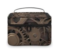 VFMKT Steampunk Mechanical Gears Makeup Bag Portable Travel Cosmetic Bag Zipper Makeup Organizer Toiletry Bag for Women Ladies, Steampunk Mechanical Gears, 25x18x15cm