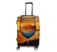 VFMKT Sunset Wine Glass Travel Luggage Cover Elastic Washable Suitcase Cover Dustproof Anti-Scratch Suitcase Protector Fits 19-32 Inch Luggage, style, L