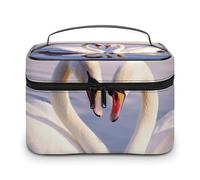 VFMKT Swan Heart Makeup Bag Portable Travel Cosmetic Bag Zipper Makeup Organizer Toiletry Bag for Women Ladies, Swan Heart, 25x18x15cm