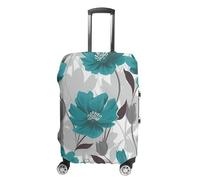 VFMKT Teal Grey And White Floral Travel Luggage Cover Elastic Washable Suitcase Cover Dustproof Anti-Scratch Suitcase Protector Fits 19-32 Inch Luggage, style, M