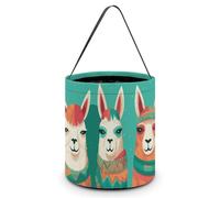 VFMKT Three Cute Alpacas Halloween Trick Or Treat Bag Reusable Halloween Candy Bucket Candy Bag Grocery Bags with Handles for Halloween Party Supplies Favors, Style, One Size