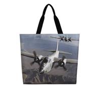 VFMKT US Army Plane Tote Bag Large Women Casual Shoulder Bag Reusable Grocery Bag Fasion Handbag for Office Shopping Travel, Style, 40x40x16cm