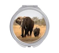 VFMKT Walking Elephants Travel Makeup Mirror Portable Folding Cosmetic Compact Mirror Mini Pocket Mirror for Purses with 2 X 1x Magnification, Style
