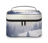VFMKT Winter Skiing Makeup Bag Portable Travel Cosmetic Bag Zipper Makeup Organizer Toiletry Bag for Women Ladies, Winter Skiing, 25x18x15cm