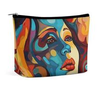 VFMKT Women Makeup Bag for Purse Waterproof Cosmetic Bags Abstract Colored Woman Face Makeup Pouch with Zipper Travel Toiletry Bag Organizer for Women Ladies, style, One Size