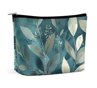VFMKT Women Makeup Bag for Purse Waterproof Cosmetic Bags Cartoon Simple Leaves Makeup Pouch with Zipper Travel Toiletry Bag Organizer for Women Ladies, style, One Size