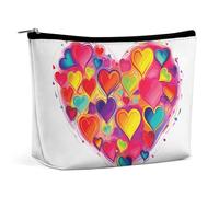 VFMKT Women Makeup Bag for Purse Waterproof Cosmetic Bags Colourful Heart Makeup Pouch with Zipper Travel Toiletry Bag Organizer for Women Ladies, style, One Size