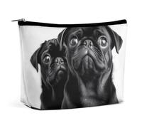 VFMKT Women Makeup Bag for Purse Waterproof Cosmetic Bags Cute Black Pug Dog Makeup Pouch with Zipper Travel Toiletry Bag Organizer for Women Ladies, style, One Size
