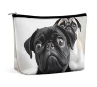 VFMKT Women Makeup Bag for Purse Waterproof Cosmetic Bags Cute Black Pug Dog Makeup Pouch with Zipper Travel Toiletry Bag Organizer for Women Ladies, style, One Size