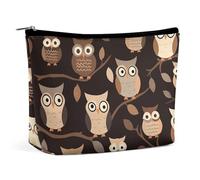 VFMKT Women Makeup Bag for Purse Waterproof Cosmetic Bags Cute Brown Cartoon Owls Makeup Pouch with Zipper Travel Toiletry Bag Organizer for Women Ladies, style, One Size
