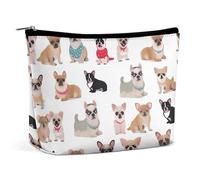 VFMKT Women Makeup Bag for Purse Waterproof Cosmetic Bags Cute Chihuahua Pug Pattern Makeup Pouch with Zipper Travel Toiletry Bag Organizer for Women Ladies, style, One Size