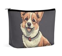VFMKT Women Makeup Bag for Purse Waterproof Cosmetic Bags Cute Corgi Dog Illustration Makeup Pouch with Zipper Travel Toiletry Bag Organizer for Women Ladies, style, One Size
