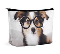VFMKT Women Makeup Bag for Purse Waterproof Cosmetic Bags Cute Dog with Glasses Makeup Pouch with Zipper Travel Toiletry Bag Organizer for Women Ladies, style, One Size