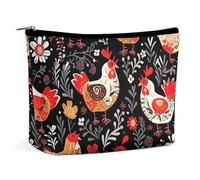 VFMKT Women Makeup Bag for Purse Waterproof Cosmetic Bags Cute Rooster Chickens Makeup Pouch with Zipper Travel Toiletry Bag Organizer for Women Ladies, style, One Size