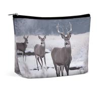 VFMKT Women Makeup Bag for Purse Waterproof Cosmetic Bags Deer on Frozen Wilderness Makeup Pouch with Zipper Travel Toiletry Bag Organizer for Women Ladies, style, One Size