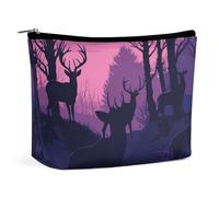 VFMKT Women Makeup Bag for Purse Waterproof Cosmetic Bags Deer Silhouette Makeup Pouch with Zipper Travel Toiletry Bag Organizer for Women Ladies, style, One Size