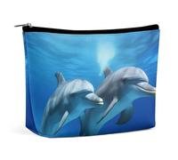 VFMKT Women Makeup Bag for Purse Waterproof Cosmetic Bags Dolphins In The Makeup Pouch with Zipper Travel Toiletry Bag Organizer for Women Ladies, style, One Size