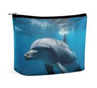 VFMKT Women Makeup Bag for Purse Waterproof Cosmetic Bags Dolphins In The Makeup Pouch with Zipper Travel Toiletry Bag Organizer for Women Ladies, style, One Size