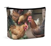VFMKT Women Makeup Bag for Purse Waterproof Cosmetic Bags Farm Chickens Makeup Pouch with Zipper Travel Toiletry Bag Organizer for Women Ladies, style, One Size