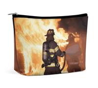 VFMKT Women Makeup Bag for Purse Waterproof Cosmetic Bags Firefighter Fireman Flame Makeup Pouch with Zipper Travel Toiletry Bag Organizer for Women Ladies, style, One Size