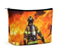 VFMKT Women Makeup Bag for Purse Waterproof Cosmetic Bags Firefighter Fireman Flame Makeup Pouch with Zipper Travel Toiletry Bag Organizer for Women Ladies, style, One Size