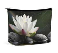 VFMKT Women Makeup Bag for Purse Waterproof Cosmetic Bags Flower And Black Zen Stones Makeup Pouch with Zipper Travel Toiletry Bag Organizer for Women Ladies, style, One Size